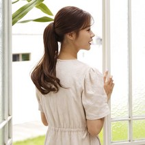 여성 슬림 집게핀 포니테일 씨컬펌 패션 고열사 묶음머리 부분 가발, 내츄럴블랙