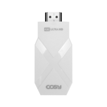 COSY 엑스 4K UHD 미라캐스트 스마트폰 핸드폰 아이폰 무선 미러링 동글 TV 연결 동글이, 화이트