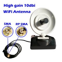 WLAN 지향성 레이더 모양 공중 부스터 지그비 블루투스 핫스팟 라우터 용 RG174 케이블이있는 WiFi 안테나 고 이득 10dBi, rp sma 2미터 케이블