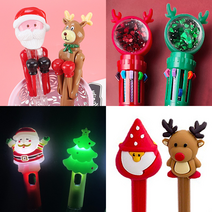 크리스마스 볼펜 산타 루돌프 트리 LED 불빛 눈사람 6색 10색 권투 선물용 펜 다이소, 1-2. 트리