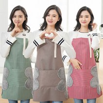 극세사 타올 장착 주방 방수 앞치마 작업앞치마, 색상, 그린