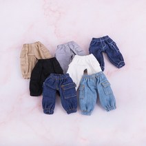 짱패브릭 인형) 오비츠 11 건빵바지 카고바지, 진청(스티치랜덤)