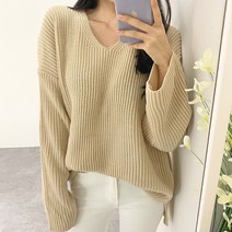 큰옷빅진 빅사이즈 브이넥 오버핏 루즈핏 니트 티셔츠(os714)데일리 4color 브이넥 드롭숄더