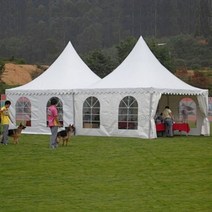 가제보 방수 천막 차광막 워닝 몽골텐트 우레탄창 막사 캐노피 투명 테라스 포장마차 접이식, 강철 알루미늄 구조 5m*5m 둘레천포함