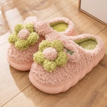 유블리 여성 귀여운 입체 꽃 포인트 털 슬리퍼