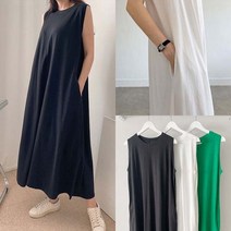 멋쭈 심플 실켓 민소매 롱원피스 3color