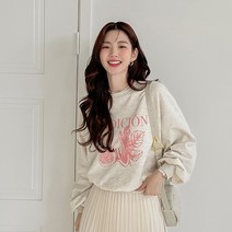 [조아맘] 베네딕 세미 크롭 맨투맨 티