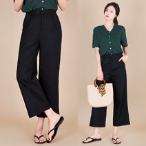 여름 린넨 앞주름 데일리 와이드 뒷밴딩팬츠_GB6687