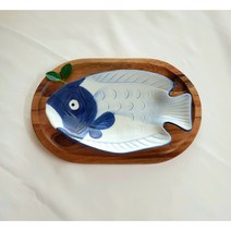 이천 도자기 긴 생선 플레이팅 접시 물고기 회접시, 1개