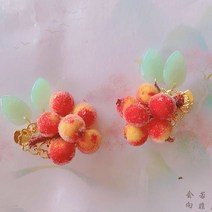 비녀 2502# 한복 머리핀 장식 홍과실 머리채 토끼는 복숭아 서리를 먹고 과실을 맺는다한 뉴타임즈 Z