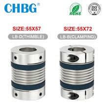 후렉시블 조인트 플렉시블 샤프트 커플 링 CHBG LB D55L57/72 벨로우즈 플렉시블 모터 커플러 CNC 알루미늄 고탄성 유니버설 3D 프린터 Cardan, LB-B-D55L72-10X10