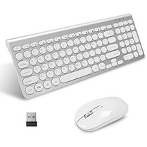 블루투스 키보드 마우스 무선 Leadsail 및 콤보 및 USB 컴퓨터 및 세트 노트북, 실버화이트