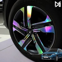 (모스트픽) 쏘렌토 MQ4 하이브리드 용품 19인치 휠스티커 홀로그램 카본 데칼 랩핑 DIY 익스테리어 튜닝, 19인치 헤어라인블랙