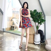 로즈스트링원피스 홀터 바캉스 호캉스 휴가 기념일룩 패턴원피스