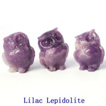 스톤 천연자수정원석 크리스탈 천연 원석 올빼미 작은 입상 자연석 치유 미니어처 동물 그림 장식 요정 정원 수족관 물고기 탱크 공예, Lilac Lepidolite+5 PCS