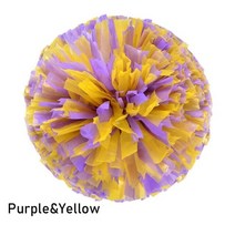 응원수술 28cm 게임 pom poms 더블 홀 핸들 치어 리더 공 스포츠 경기 1세트, 보라색 노란색