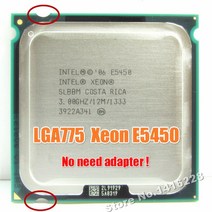 Intel q9650과 동일한 xeon e5450 프로세서 3.0ghz 12m 1333mhz는 어댑터가 필요 없는 lga 775 메인보드에서 작동합니다.