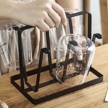 컵걸이(블랙) 실용적인 철제 머그잔 건조대 보관 정리대 주방, 단일