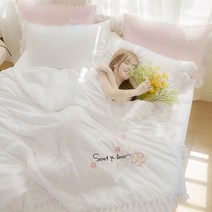 물세탁 가능한 이불 여름에 덮는 초냉감 에어컨 미국식 여름 쿨링 4종 세트 침대커버퀸 침대카바 슈퍼싱글침대커버 침대커버세트 극세사이불 이불