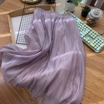 설온 여성 구겨짐이 예쁜 롱 스커트 치릭