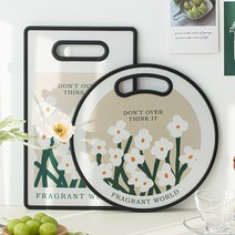 ITAR 디자인 사각 원형 핸들 도마, 데이지