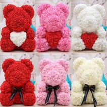 장미 곰돌이 40cm 이벤트꽃 프로포즈 로즈베어 장미꽃 인형 프로포즈 발렌타인데이 화이트데이 특별한날 결혼 입학식 졸업식 기념일 크리스마스 선물 곰인형꽃다발_쯔야코드, 소형리본:스카이[OPP포장]