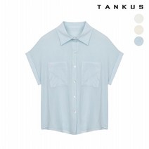 탱커스 여성 더블 포켓 카라 캡소매 블라우스
