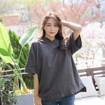 유니스 슬라브 반팔 후드 롱티