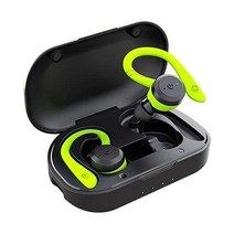 APEKX 블루투스 헤드폰 트루 와이어리스 이어버드 충전 케이스 포함 IPX7 방수 스테레오 사운드 이어폰 내장 마이크 인이어 헤드셋 스포츠 러닝용 딥 베이스 그린, 초록색.