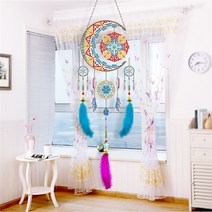 5D DIY 다이아몬드 페인팅 드림 캐쳐 펜던트 다이아몬드 자수 모자이크 키트 아트 윈드 차임 펜던트 홈 장식 Suncatcher, 2, 1개