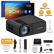 샤오미빔프로젝터SVANUR-풀 HD 네이티브 1080P 휴대용 프로젝터 비머 TV 박스 LED 7000 루멘 LCD 비디오, 07 Add OS 16G Mount