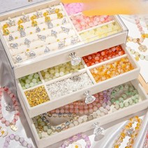 비즈공예재료 DIY 키트 반지 팔찌 키링 만들기 세트 악세사리부자재, C.9색900개(공구가방+선물가방)