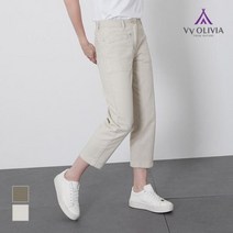 올리비아로렌 NC06 자수 블록 데님팬츠 VVC MPYF 7371