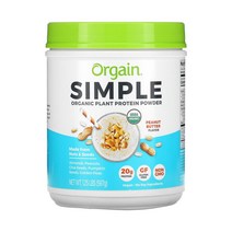 올게인 심플 오가닉 플랜트 프로틴 파우더 피넛 버터 567g 식물성 단백질, 1개