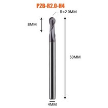 각도절단기 1 pc 볼 노즈 엔드 밀 2 플루트 r0.5-r6.0 금속 페이스 및 슬롯 가공용 cnc 엔드 밀링 커터 hrc50용 코팅 엔드 밀, 1PC-P2B-R2.0-H4