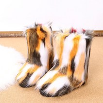 2023 Winter Women Snow Boots Female Warm Fur Plush Faux Fox Ski Ladies Outdoor Slip On Cozy, [02] 37, 04 Yellowish brown_02 37