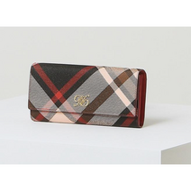 DAKS 레드 체크 가죽 선물 행운 여성 장지갑