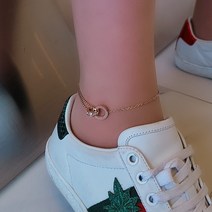 언발란스 링앤링 로마체 크리스탈 두줄 14k 도금 써지컬스틸 발찌