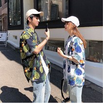 하와이안 커플셔츠 -신혼 해외여행 커플룩 꽃무늬남방 플라워셔츠