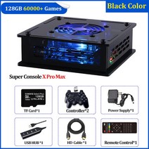 TSINGO Super Console X Pro Max 4K HD TV 비디오 게임 콘솔 PSPPS1N64DC 용 듀얼 시스템 S905X CPU 70000 게임 50 에뮬레이터, 34.128GB wireless black  US