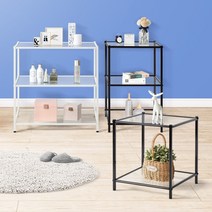 다용도수납 갓니 보조 좁은사각 2단미니 소파 3단조립 침대 투명모듈선반, 투명모듈선반 E60 2단 화이트