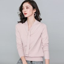 여성니트 가을 리본넥 루즈 니트 탑