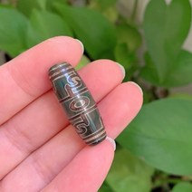 1pc 30mm 빈티지 그레이 그린 스톤 Ruyi 자연 티베트어 Dzi 마노 비즈기도 부처님 쥬얼리 Reiki 치유 Agat 비즈
