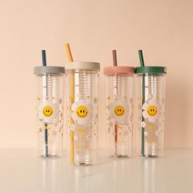 컬러체인지 빨대 차망 텀블러 티백거름망과 분리형 빨대 850ml대용량, 아이보리