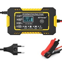 전기차충전기 6A 12V 디지털 자동차 배터리 충전기 완전 자동 수리 오토바이 SUV Stea 액세서리, EU plug Yellow