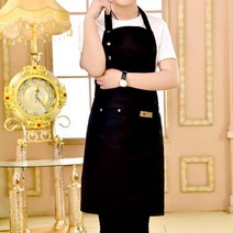 새로운 패션 캔버스 주방 앞치마 여성 남성 요리사 작업 그릴 레스토랑 바 숍 카페 뷰티 손톱 스튜디오 유니폼, [03] Black