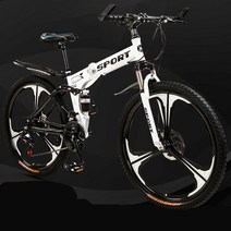 urkoteer 접이식 산악자전거 남녀공용 MTB 자전거, 26인치 24속, 접이식-육도륜 화이트블루 사은품 증정