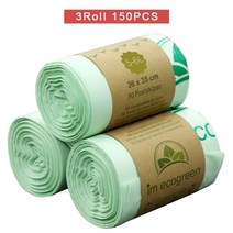 1+2 쓰레기 봉지 일반쓰레기 퇴비화 가능한 쓰레기 봉투 생분해성 주방 음식물 옥수수 전분 150 개, 01 라이트 그린_04 72x55cm_01 75bags