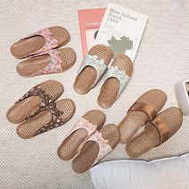 뭉게구름 라탄 플라워 뮬 슬리퍼 여름 왕골 거실화 층간소음방지 실내화, L, 민트
