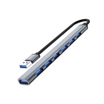 USB 분배기 드라이브 없음 카드 판독기 포트 확장기 안정적인 전송 빠른 응답 인터페이스 어댑터 Usb 7 포트 회색, 유형1